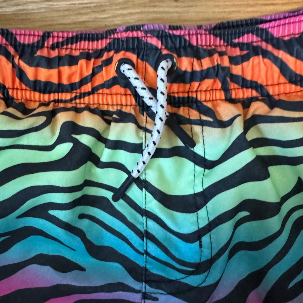 Colorful Zebra Print Swim Shorts boys L (10/12) - Picture 2 of 6